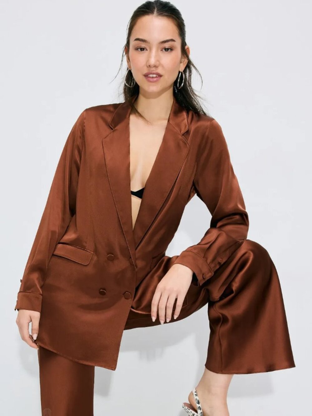 Silk Laundry Relaxed Double Button Blazer 100% Silk Size Large